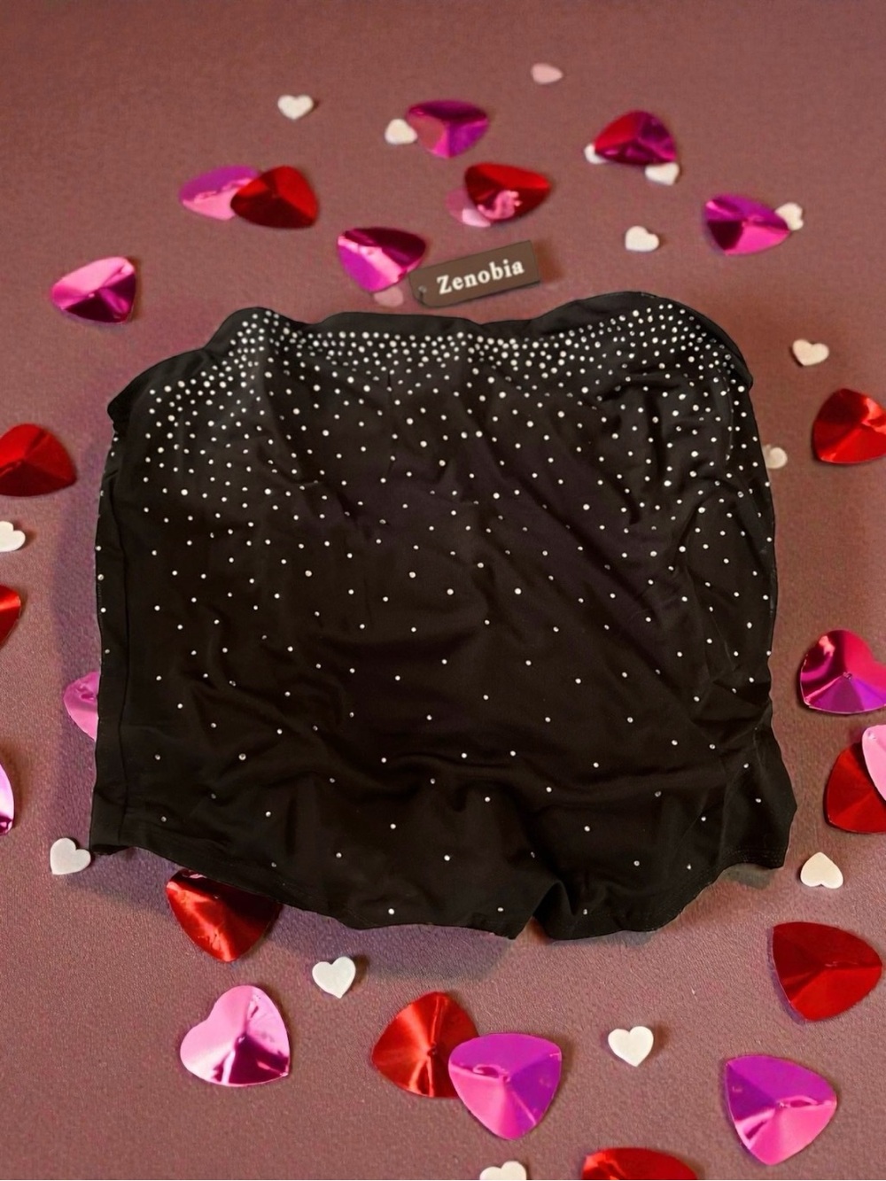 Zenobia Black Top with Silver rhinestones